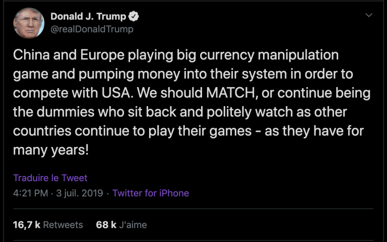 Trump's tweet about currency manipulation